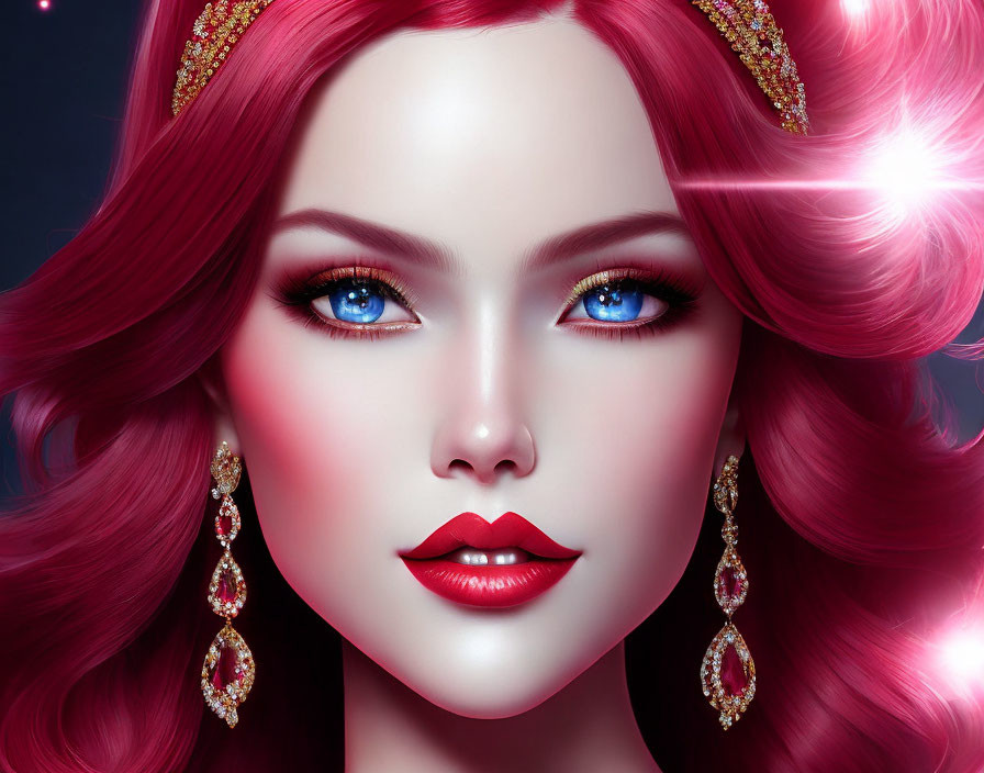 Vibrant Pink Hair Woman Portrait with Striking Blue Eyes