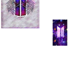 Abstract dual image: Vibrant fractal design in purple, blue, and pink against cosmic backdrop