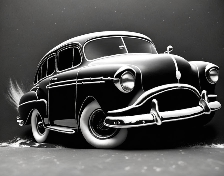 Classic Black Car with Chrome Details on Dark Gradient Background