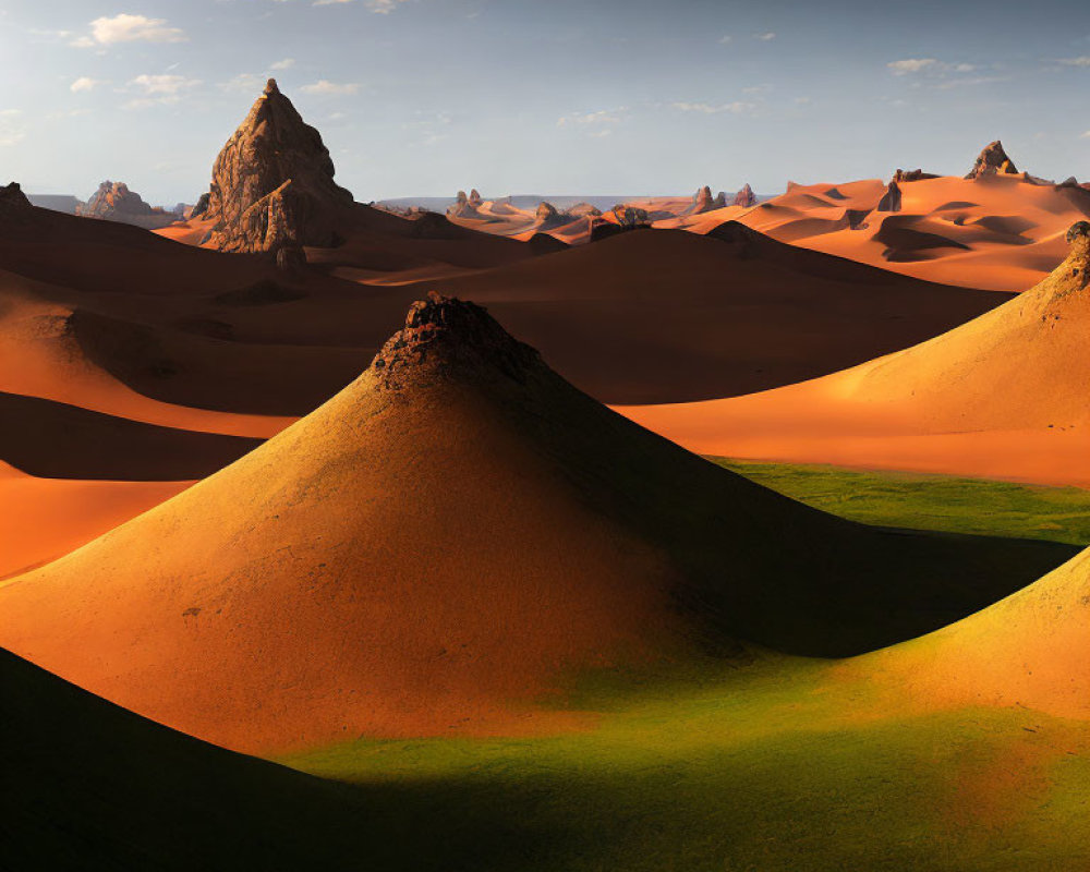 Desert Landscape with Sand Dunes and Rock Formations