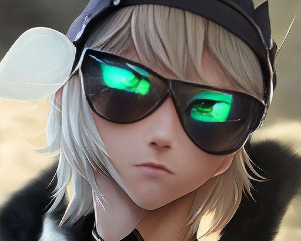 Blond-Haired Character in Aviator Sunglasses and Fur Jacket