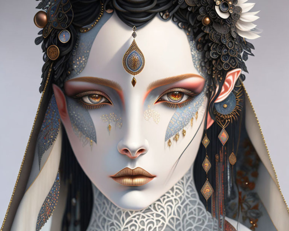 Fantasy character digital art portrait with intricate details