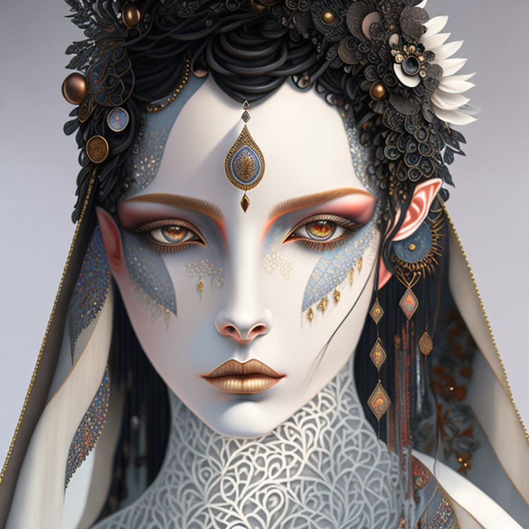 Fantasy character digital art portrait with intricate details