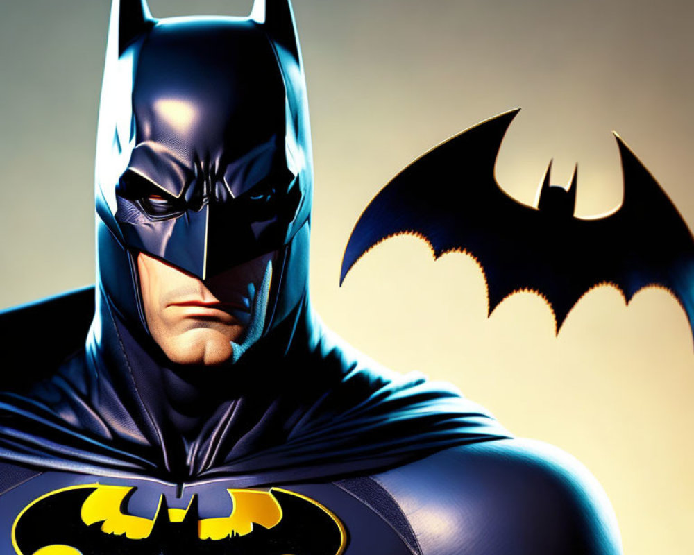 Iconic Batman Costume with Bat Emblem Illustration