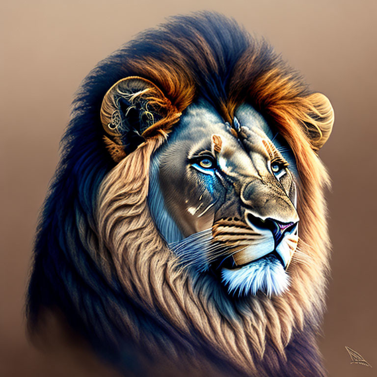 Lion's Face Illustration: Realistic vs. Tribal Art Blend