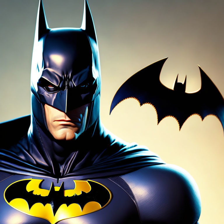 Iconic Batman Costume with Bat Emblem Illustration