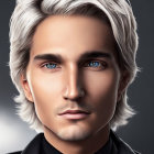 Realistic digital portrait of a person with blue eyes and blonde hair