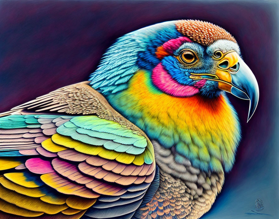 Colorful Bird Illustration with Realistic Details