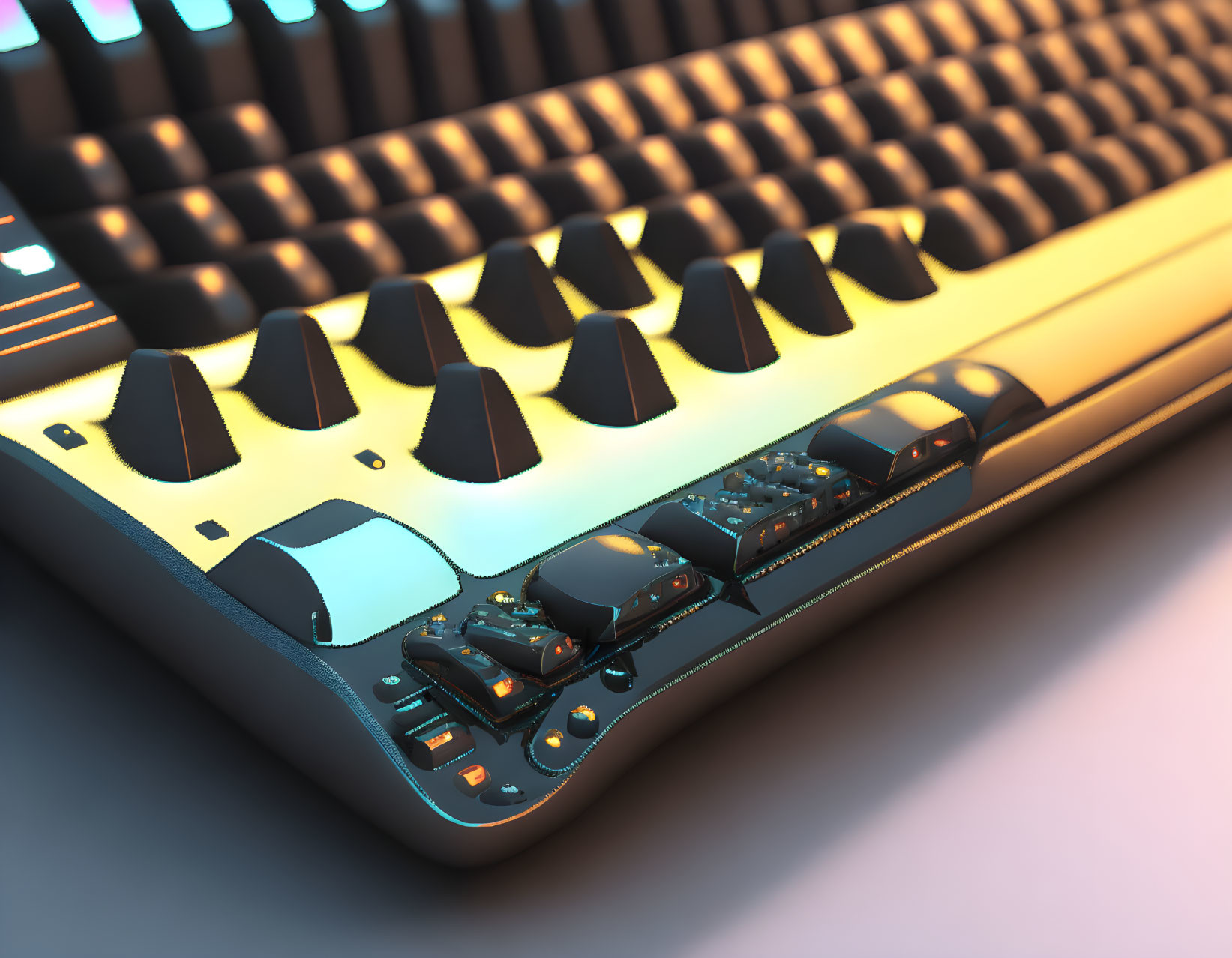 Detailed View of Glowing Orange Lights on Modern Digital Piano Keyboard