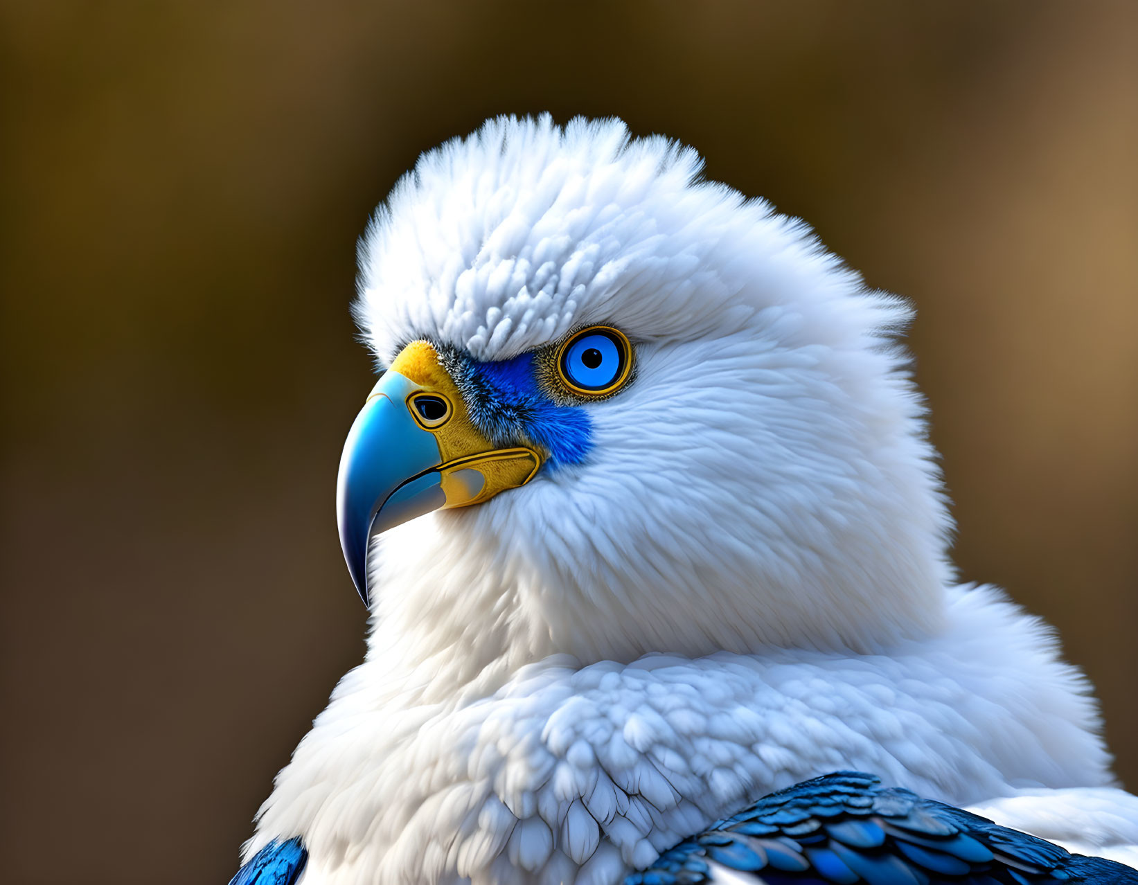 Close-Up of Eagle with Blue Feathers and Yellow Beak