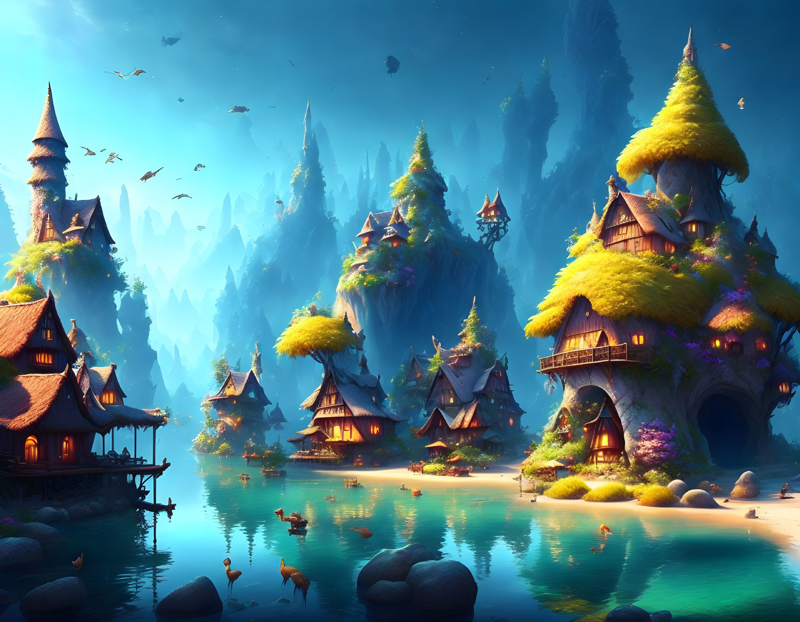 Tranquil Fantasy Village Amid Mountains & Waters