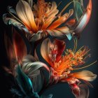 Colorful Flower Bouquet Art in Warm Tones on Dark Background