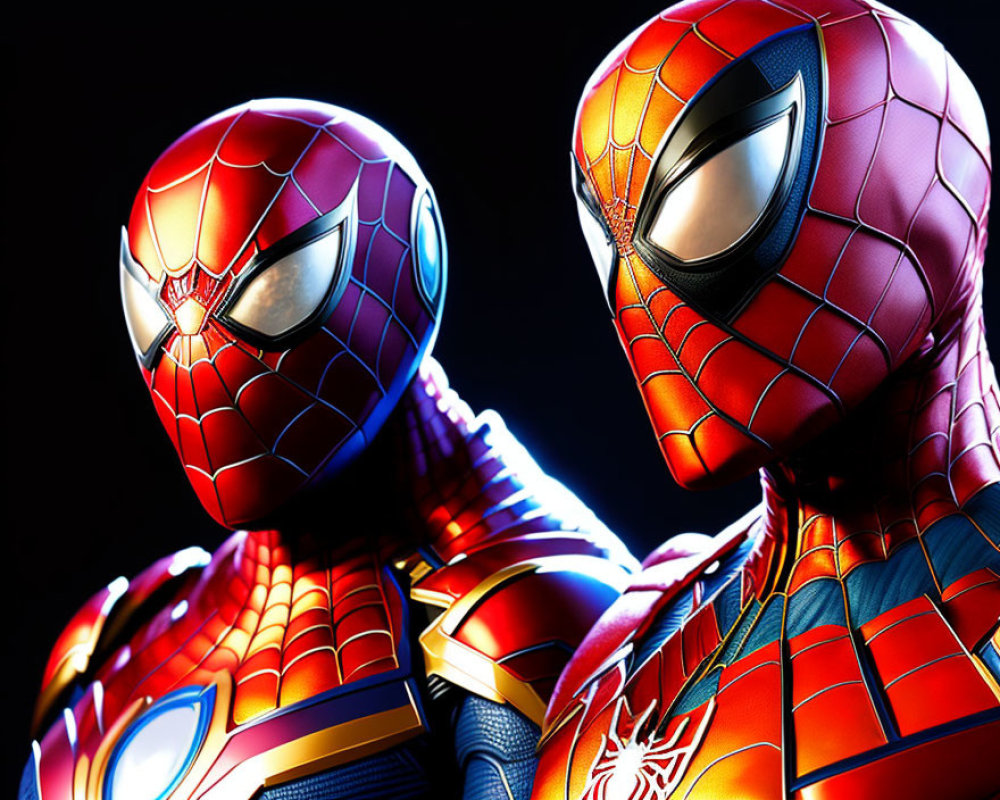 Detailed Spider-Man Figures with Advanced Armor Design Stand Together