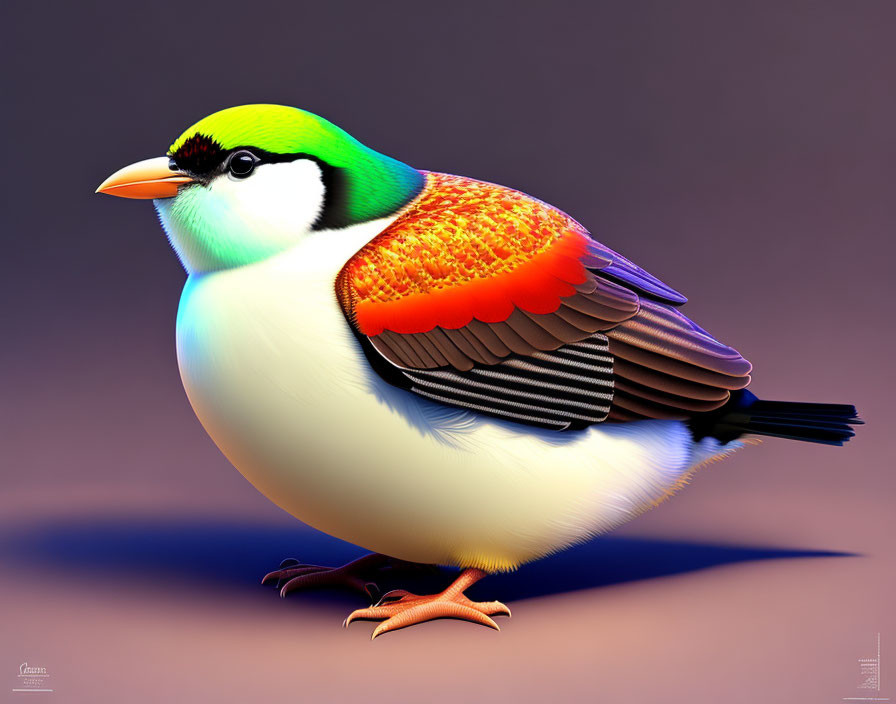 Vibrant bird digital artwork with colorful elements