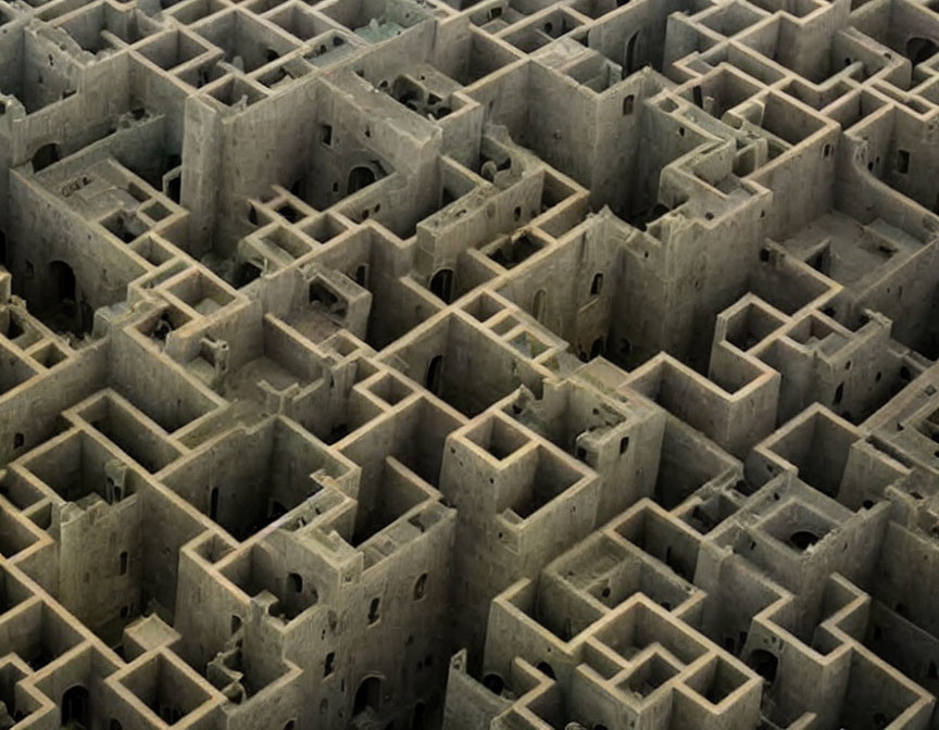 Complex 3D Maze-Like Structure with Intricate Pathways