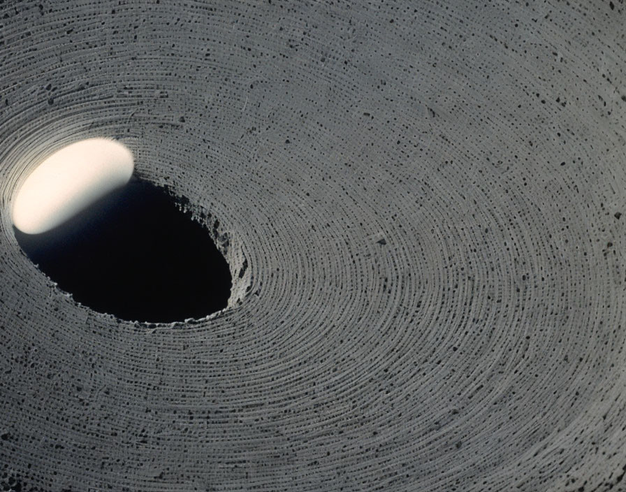 Close-up of Saturn's moon Mimas with Herschel Crater and Saturn's rings.