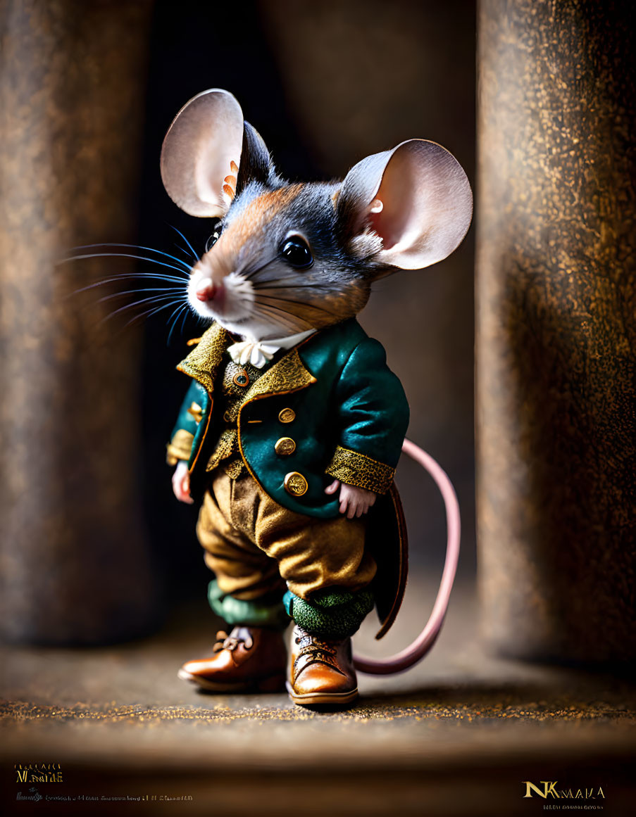 Colorful Mouse in Stylish Outfit Standing Upright