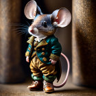 Colorful Mouse in Stylish Outfit Standing Upright