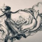 Monochromatic sketch of a graceful dancer in motion