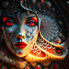 Colorful digital artwork: Woman's face with swirling patterns