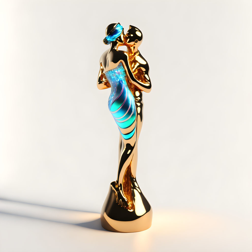 Abstract Human Form Trophy with Golden Stylized Design