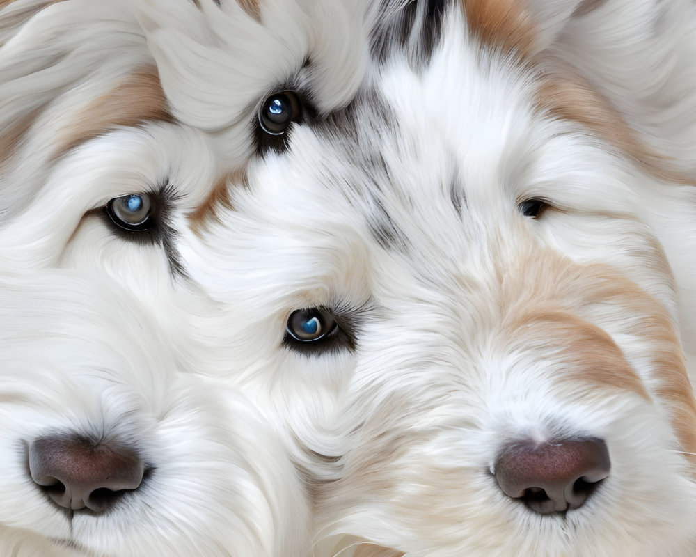 Fluffy Dogs with Blue Eyes and Varied Fur Colors