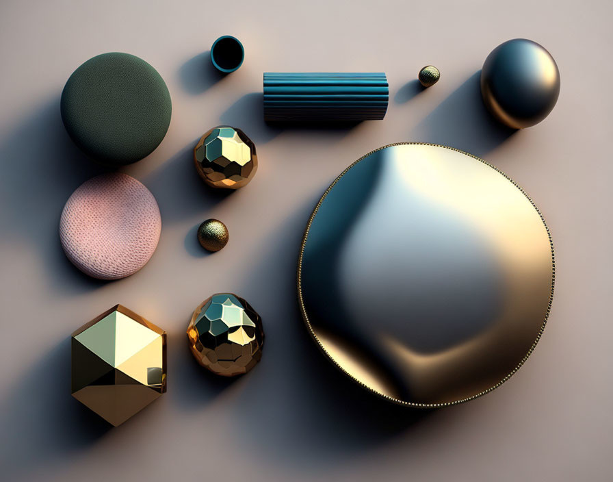 Geometric Shapes with Textures and Finishes on Flat Surface