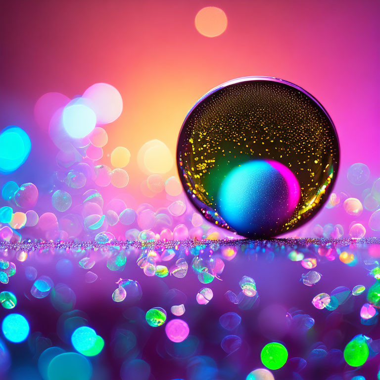 Colorful Bubble Background with Vibrant Patterns on Glittery Surface