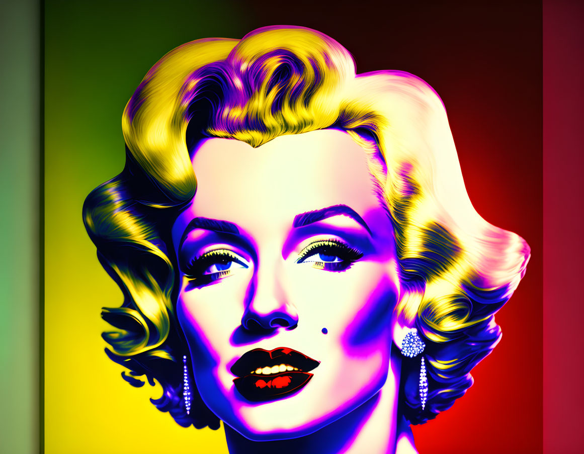 Vibrant Pop Art Portrait of Woman with Blonde Curls