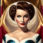 Vintage Hollywood Glamour Style Woman Illustration with Elegant Makeup and Classic Hairstyle