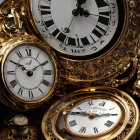 Vintage Golden Pocket Watches with Roman Numerals and Intricate Designs