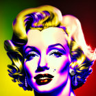 Vibrant Pop Art Portrait of Woman with Blonde Curls