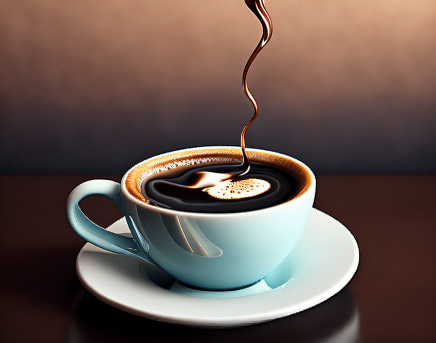 Steaming Coffee Cup with Saucer on Dark Background