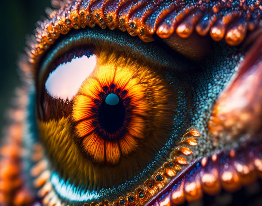 Vibrant Close-Up of Octopus Eye with Orange and Brown Colors