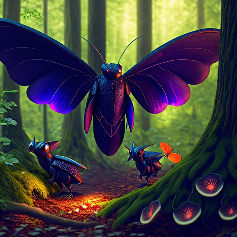 Colorful Insect Art in Enchanted Forest