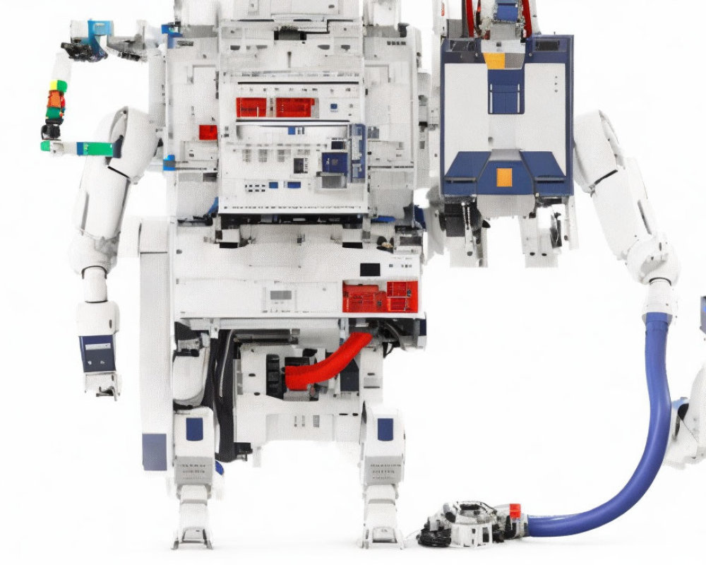 Detailed LEGO robotic mech model with articulated arms & colorful blocks