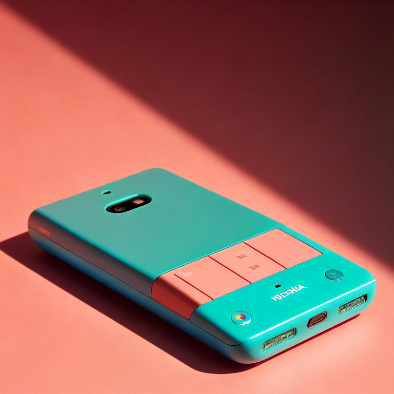 Turquoise Nokia Smartphone with Retro Design on Pink Background