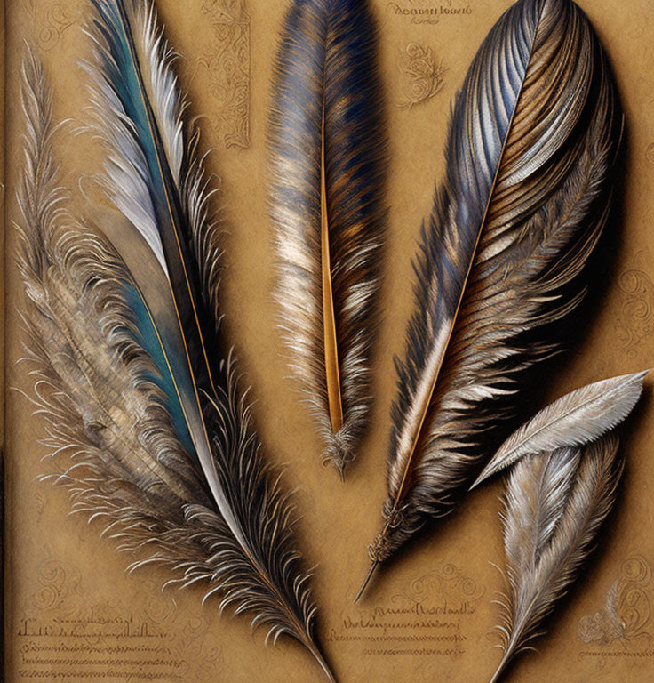 Realistic Bird Feathers Illustration on Textured Paper