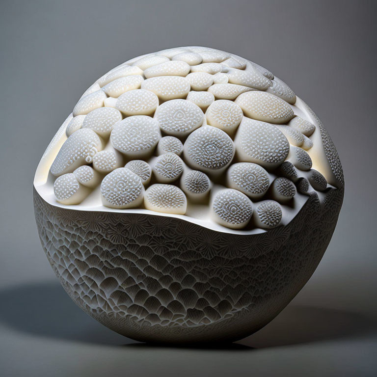 Intricate White Porcelain Sculpture with Layered Textures