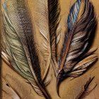 Realistic Bird Feathers Illustration on Textured Paper