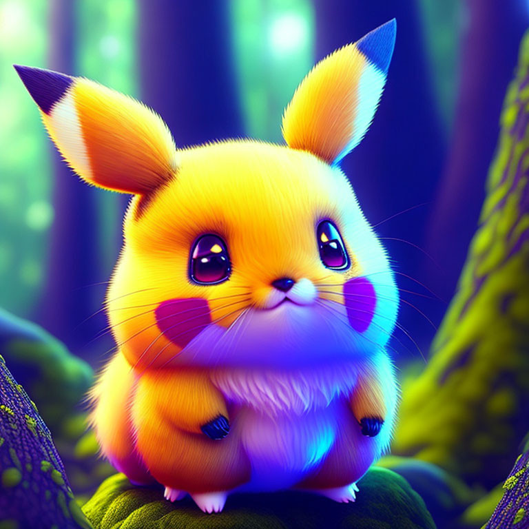 Colorful Rabbit-Like Creature in Purple Forest Environment