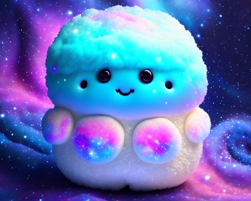 Animated Snowman Character with Blue Hues on Starry Background