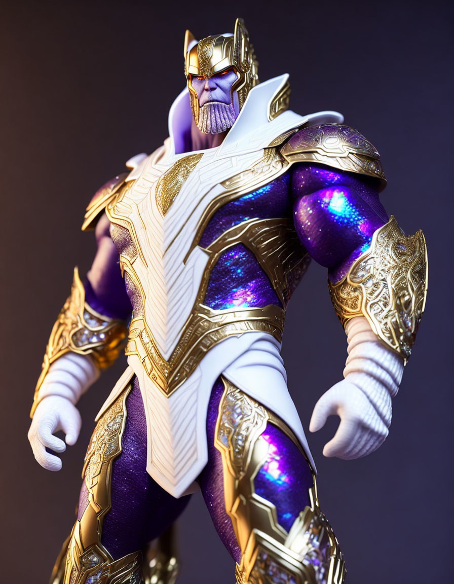 Detailed Thanos Figure in Metallic Gold & Purple Armor