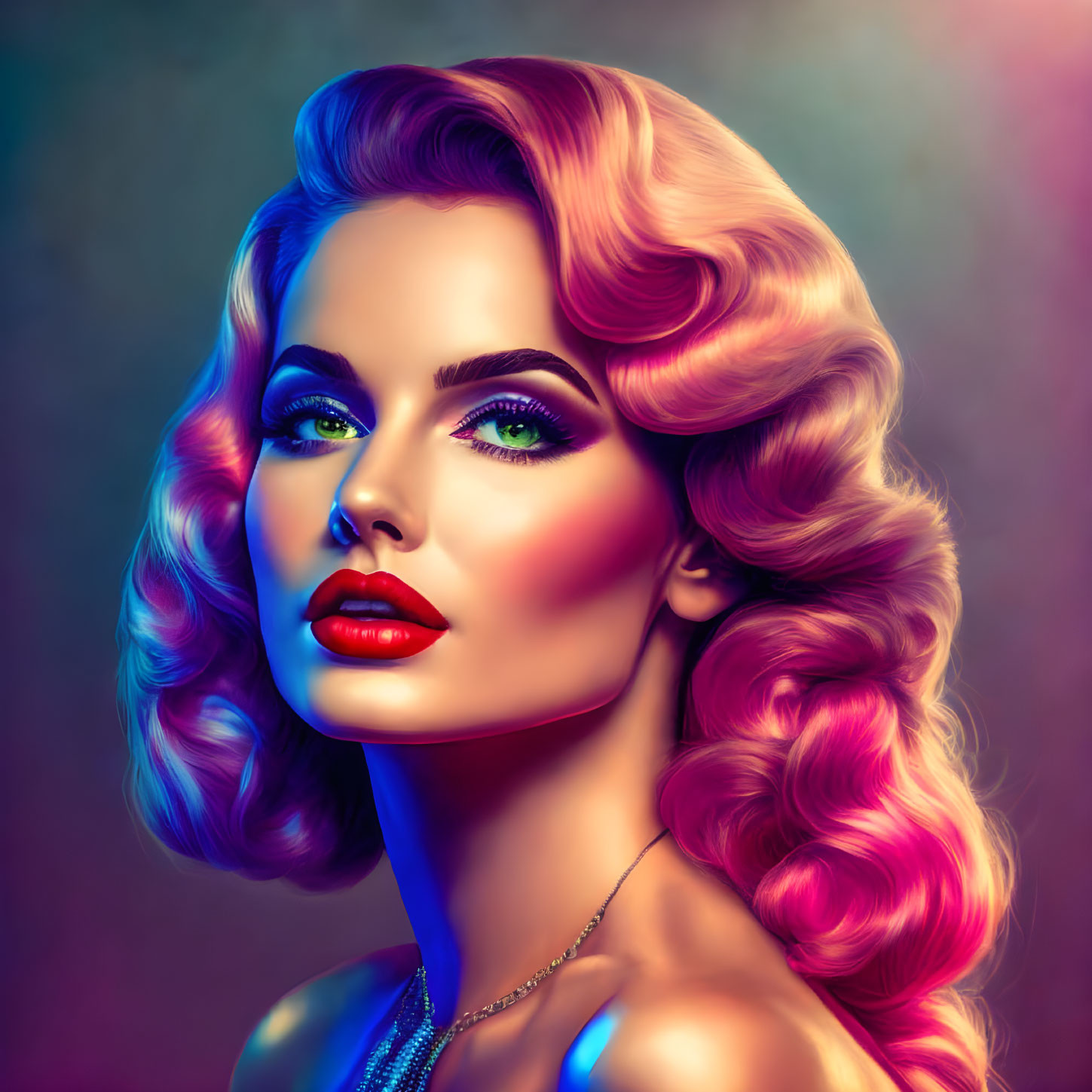 Vibrant Pink Hair Woman with Bold Makeup Portrait