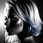 Woman with Blue Eyes and Platinum Blond Hair in Digital Art