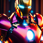 Detailed Red and Gold Iron Man Suit with Glowing Arc Reactor and Eyes