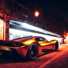 Glowing taillights on sleek sports car in urban tunnel at night