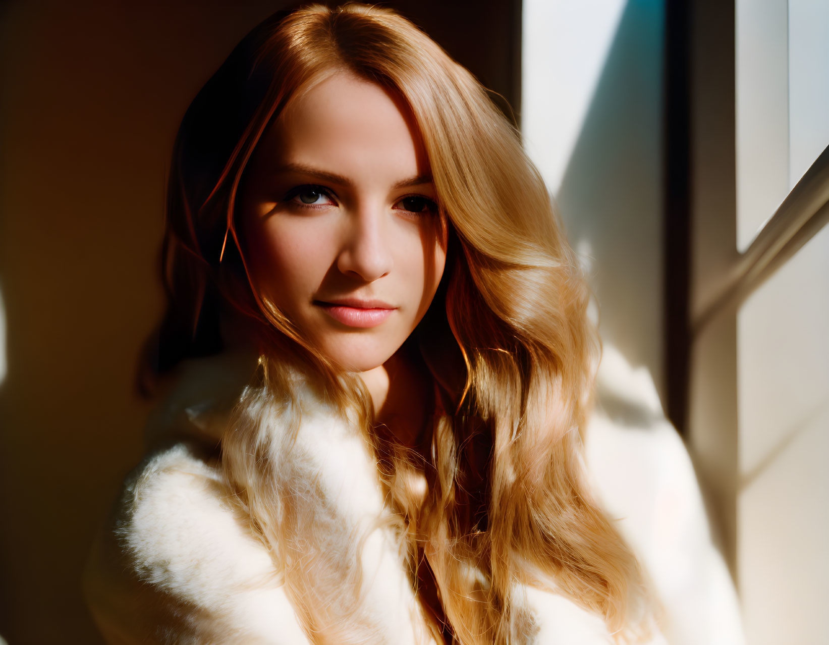 Blonde Woman in White Outfit in Warm Sunlight