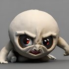 3D-rendered creature with large head and purple eyes on grey background