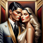 Vintage Glamorous Couple in Illustrated Artwork